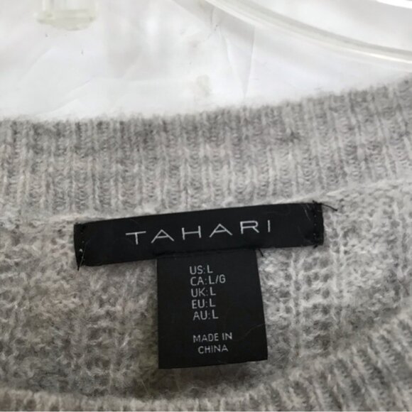 TAHARI NEW Cable Knit Oversized Mohair Wool Spandex Long Sweater Stretch Cozy L - Picture 6 of 16